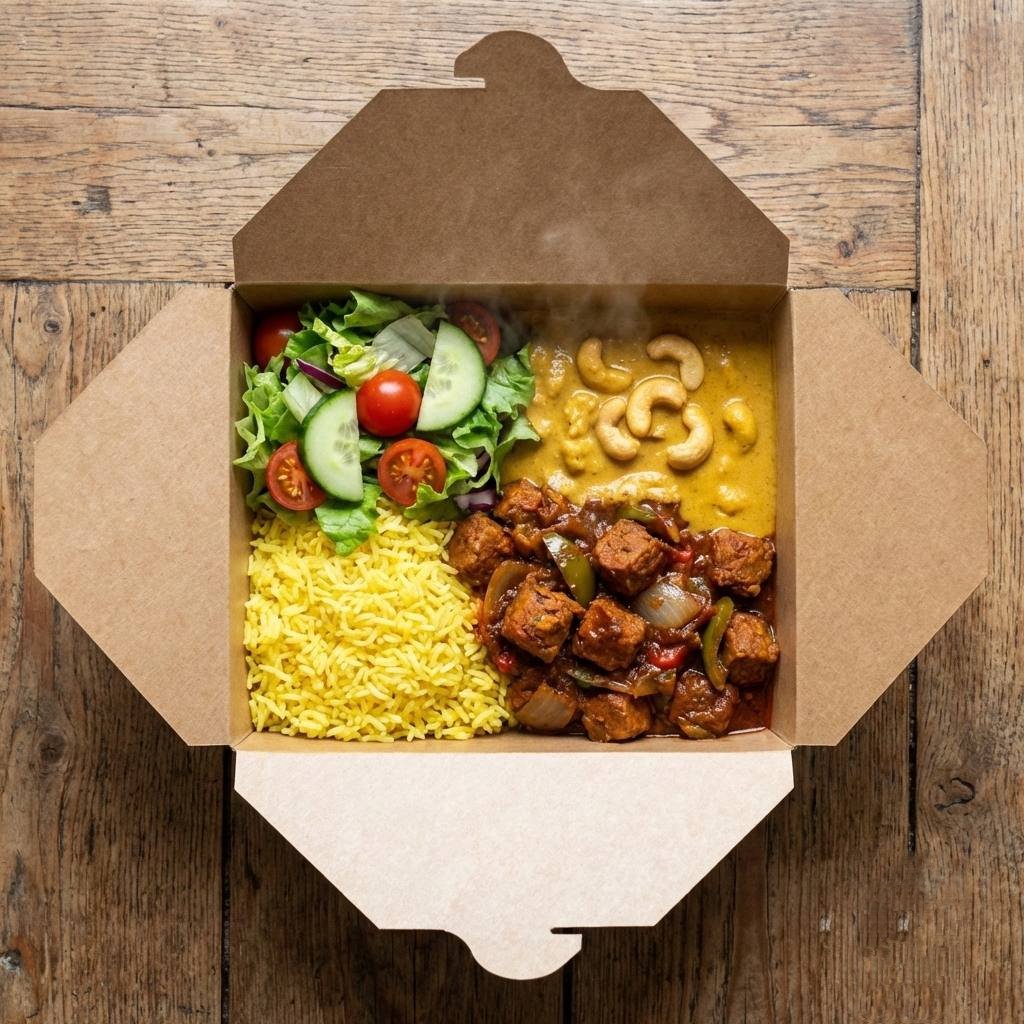 Cashew Curry with Vegetable Rice and curry